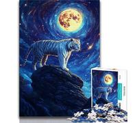 Tiger Under The Night Sky Puzzles 1000 Pieces for Teenagers,Pattern Assembly Fun at Home Activities,Birthday Present,Travel Gifts 50x75cm