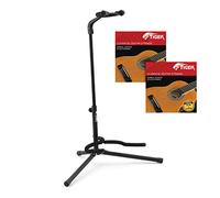Tiger Universal Guitar Stand with 2 Packs of Classical Guitar Strings Black