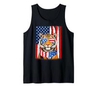 Tiger US America Flag Men Women 4th of July Patriotic Tank Top