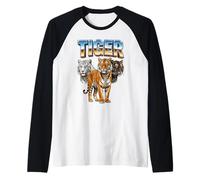 Tiger Vintage 70s 90s Retro Tiger African Animal Lover Raglan Baseball Tee
