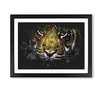 Tiger Vol.2 Paint Splash Modern Art Framed Print | A4 Black Framed Wall Art | Ready to Hang | Modern Animal Picture | Living Room Bedroom Lounge Office