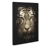 Tiger Vol.5 Paint Splash Canvas Print | Gallery Wrapped 30mm Frame Wall Art | 30x20 inches | Ready to Hang | Modern Animals Picture | Living Room Bedroom Lounge Office
