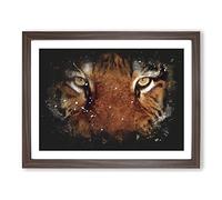 Tiger Vol.6 Paint Splash Modern Art Framed Print | A4 Walnut Framed Wall Art | Ready to Hang | Modern Animal Picture | Living Room Bedroom Lounge Office