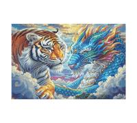 Tiger Vs Dragon 1000 Piece Jigsaw Puzzle for Adults Garage Wall Art Man Cave Decor No Duplicate Pieces for Men 1000 PCS