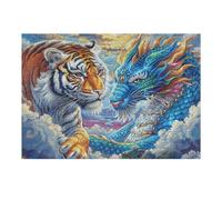 Tiger Vs Dragon 300 Pieces Set Classic Jigsaw Puzzle Couple Puzzle Partners Mind Relaxation Wall Decor Easter New Year Creativity & Gift Giving 300 PCS/40x28cm