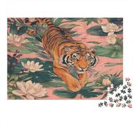 Tiger Walking-artistic Wildlife Illustration 1000 Piece Jigsaws with Perfect Snap Fit Centenary Jigsaws for A Sustainable Hobby As Wall Art Puzzle for Self-care Gifts 38x26cm/1000pcs