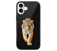 Tiger Walking Printed Phone Case Unisex Cute Trendy Glass Cellphone Protective Cover Compatible with iPhone 16/16 Pro/16 Pro Max/16 Plus/16 E