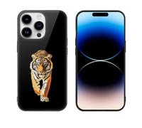 Tiger Walking Printed Phone Case Unisex Cute Trendy Glass Cellphone Protective Cover Compatible with iPhone 14/14 Pro/14 Pro Max/14 Plus