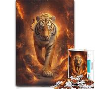 Tiger Walking Through Fire Vivid Jigsaw Puzzle for Adults, 500 PCS