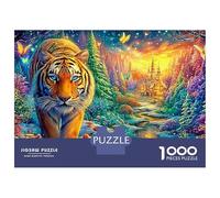 Tiger Walking Toward A Glowing Castle 1000-Piece Jigsaw Puzzle The Forest King Great for Game Nights, Adults & Kids 52x38cm/1000pcs