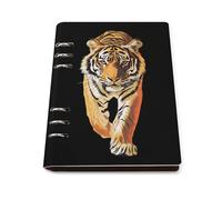 Tiger Walking Trendy Notebook Binder A5 Slim Foldable Binder 6 Metal Ring Refillable Paper Notepad