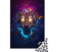 Tiger Wall Art Print-4 Jigsaw Puzzles Puzzle for Adults Kids. 1000 Piece Whimsical Challenge Toy Educational Game Home Decoration for Educational Games Gifts 70x50cm/1000pcs