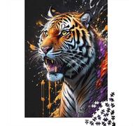 Tiger Wall Art Print-9 1000-Piece Jigsaw Puzzle for Adults, 52x38cm/1000pcs, White Cardboard, Relaxing Indoor Activity And Evening Downtime