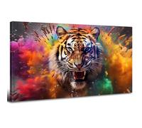 Tiger Wall Art Safari Animals Picture for Living Room Bedroom Colorful Majestic Tiger Painting Canvas Prints Abstract Watercolor Roar Beast Poster Modern Aesthetic Artwork Home Decoration 100x50CM