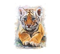 Tiger Wall Decal, Watercolour Nursery Art Sticker, 37 x 28 cm, Self Adhesive Detachable