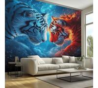 Tiger Wallpaper for Walls - 3D Fantasy Animal Wall Paper, Tiger Home Decor, Non-Woven Waterproof Print Wallpapers for Bedroom Living Room, Feature Walls Mural 450x315 cm - RvX63