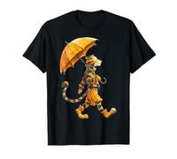 Tiger Wandering Umbrella Animal Graphic Illustration Tiger T-Shirt