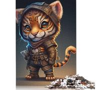 Tiger Warrior Chibi Puzzle Brain Teaser Paper Rectangular Jigsaw Puzzle for Adults Teen 1000pcs (75x50cm)