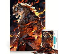 Tiger Warrior Fire Jigsaw Puzzles for Adults 1000 Pieces Mental Logic Toy Gentle Relax Firm Cut Santa Wish List 38x52cm
