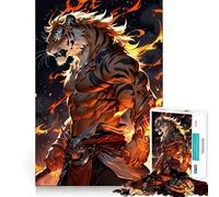 Tiger Warrior Fire Jigsaw Puzzles for Adults 1000 Pieces Mental Logic Toy Gentle Relax Firm Cut Santa Wish List 50x75cm