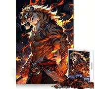 Tiger Warrior Fire Jigsaw Puzzles for Adults 1000 Pieces Mental Logic Toy Gentle Relax Firm Cut Santa Wish List 38x52cm