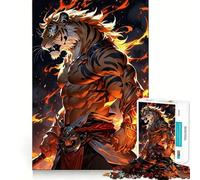 Tiger Warrior Fire Jigsaw Puzzles for Teenagers 1000 Piece Clear Logic Toy Peaceful Fun Perfect Cut Warm Surprise 38x26cm