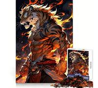 Tiger Warrior Fire Jigsaw Puzzles for Teenagers 1000 Piece Clear Logic Toy Peaceful Fun Perfect Cut Warm Surprise 38x26cm