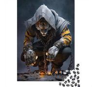 Tiger Warrior in Chains Art Print 1000 Pieces Jigsaw for Adults, Animal Themed Puzzle, Quiet Evening Activity, 52x38cm/1000pcs