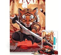 Tiger Warrior with Sword Teenagers 1000 Piece Jigsaw Puzzle Strong Logic Toy Leisure Fun Clear Edge Art Collectible 38x52cm