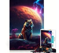 Tiger Watching The Space Adults Puzzles 1000 Piece Jigsaws Brain Teaser Home Pastime Image Assembly Memorable Gift 50x75cm