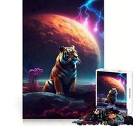 Tiger Watching The Space Adults Puzzles 1000 Piece Jigsaws Brain Teaser Home Pastime Image Assembly Memorable Gift 50x75cm