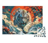 Tiger Wave Sun 1000pcs Mini Puzzle For Adults Challenging | 38x26cm Cardboard Living Room Decor Durable Structure Birthday Gift Stress Relief