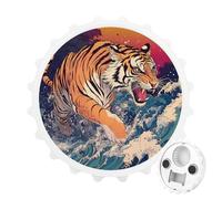 Tiger Waves Japanese Sun Beer Bottle Opener Magnetic Cap Catcher Fridge Magnets Home Bar Accessories