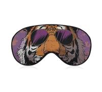 Tiger Wearing Sunglasses Sleep Mask for Women Men, Breathable Soft Sleeping Mask Adjustable Eye Cover Light Blocking Eye Masks for Travel, Home, Office, Nap, Flights
