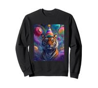 Tiger Weird Art Print Birthday Party Balloons & Party Hat Sweatshirt