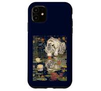 Tiger white Mirror Reflection with Lily Pad Art Design Case for iPhone 11