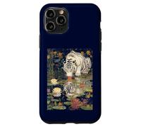 Tiger white Mirror Reflection with Lily Pad Art Design Case for iPhone 11 Pro