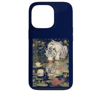 Tiger white Mirror Reflection with Lily Pad Art Design Case for iPhone 13 Pro