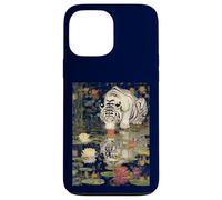 Tiger white Mirror Reflection with Lily Pad Art Design Case for iPhone 13 Pro Max