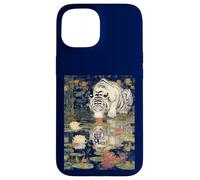 Tiger white Mirror Reflection with Lily Pad Art Design Case for iPhone 15