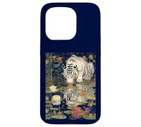 Tiger white Mirror Reflection with Lily Pad Art Design Case for iPhone 15 Pro