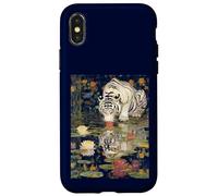 Tiger white Mirror Reflection with Lily Pad Art Design Case for iPhone X/XS