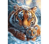 Tiger with A Cub in The Snow 300 Pieces Classic Jigsaw Puzzle Science Fiction Magical Dream Puzzle for Adults Concentration Training Wall Art Mental Exercise Cardboard 30