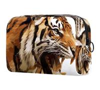 Tiger with Big Mouth Cosmetic Bag for Women, Travel Toiletries Bags Large Makeup Handy Pouch Organiser Bag with Zipper