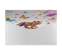 Tiger with Butterflies Folder Accordion File Organizer Expanding File Folder with 6 Pockets Portable Receipt Paper Bill Document Organizer Letter A4 Size Filing Folder Office Supplies