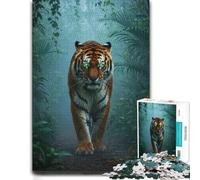 Tiger with Glowing Eyes in Jungle Jigsaw Puzzle for Adults, 1000 Pieces | Jigsaw Puzzle: easy-to-see colour differences for piece grouping over several sessions.