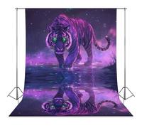 Tiger with Green Eyes Funny Photography Backdrop Background Washable Photo Studio Backdrops for Party Video Shooting