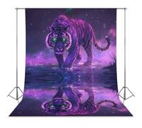 Tiger with Green Eyes Funny Photography Backdrop Background Washable Photo Studio Backdrops for Party Video Shooting