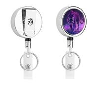 Tiger with Green Eyes Metal Retractable Keychain with Key Rings Reel Badge Holder Clips for Conferences Office