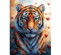 Tiger with Hearts in Magical Forest 1000 Pc DIY Jigsaw Puzzle Puzzles for Adults Teens Hard Challenging Team Building Stress Reducing Autumn Rigid Cardboard 1000 PCS